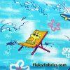 Cool Surfer Cartoon Dog and Bird Cotton Woven Print Fabric