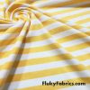 Yellow and White Yarn Dyed Stripe Cotton Spandex 3/8″ Stripes 4 Way Stretch Fabric