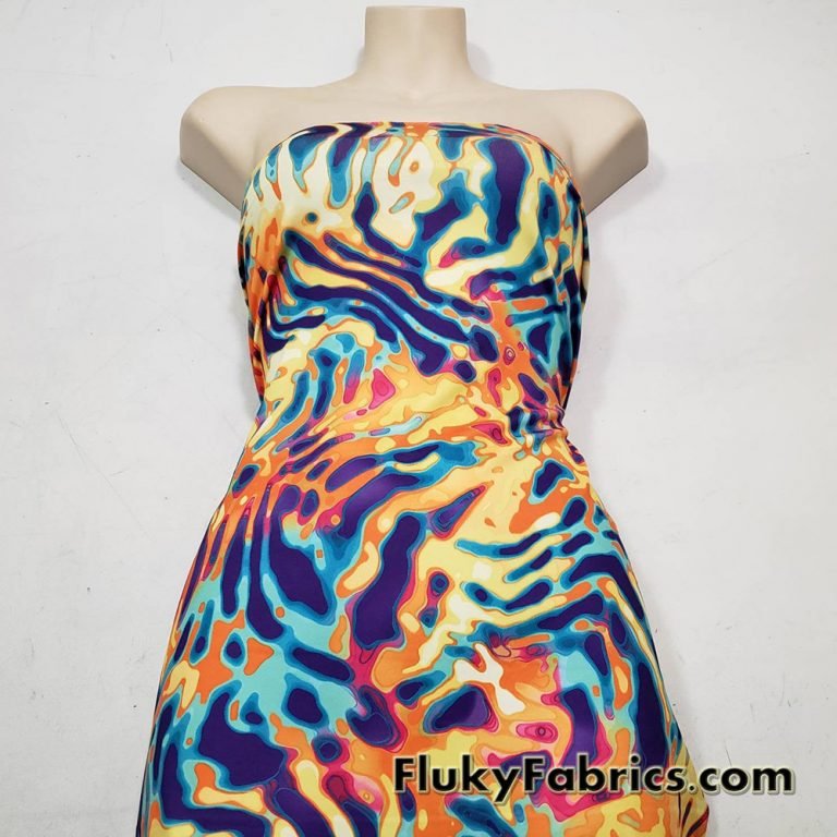 Colorful Abstract Animal Print Poly Spandex Fabric
