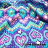 Bright Colors Zig-Zag, Hearts and Daisies with Silver Lurex Accents Nylon Spandex Fabric