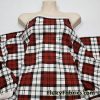Plaid Maroon, Black, and Off White Print Cotton Spandex Fabric