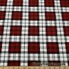 Plaid Maroon, Black, and Off White Print Cotton Spandex Fabric