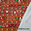 Gingerbread, Cookies, Candy Christmas Treats and Everyones Favorite Mouse on Red Print Cotton Jersey