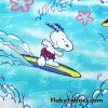 Cool Surfer Cartoon Dog and Bird Cotton Woven Print Fabric