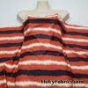 Rust, Ivory, Dark Gray, Black Stripes Print Nylon Spandex Fabric