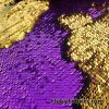 Magenta/Gold 5mm Shiny Flip Up Sequins on Black Spandex Fabric at FlukyFabrics.com