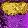 Magenta/Gold 5mm Shiny Flip Up Sequins on Black Spandex Fabric 54″ Wide