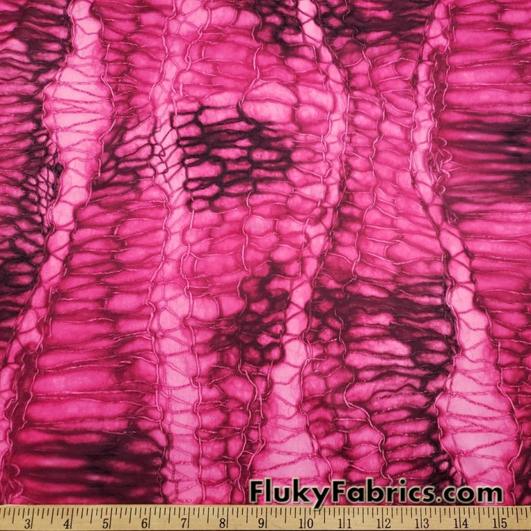 Abstract Magenta and Black Dragon Skin Print Poly Spandex Fabric