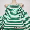 Green and White Stripes with Gold Lurex Accents Poly Cotton Knit Fabric
