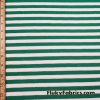 Green and White Stripes with Gold Lurex Accents Poly Cotton Knit Fabric