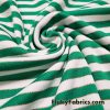 Green and White Stripes with Gold Lurex Accents Poly Cotton Knit Fabric