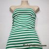 Green and White Stripes with Gold Lurex Accents Poly Cotton Knit Fabric