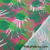 Tropical Leaves Print on Hot Pink Swimsuit Nylon Spandex Fabric