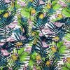 Tie Dye Flamingos, Pineapples and Tropical Foliage Nylon Spandex Fabric