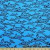 Airplanes on Blue Poly Cotton Fleece at FlukyFabrics.com