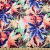 Colorful Abstract Palms Print Ponte de Roma Knit Fabric at FlukyFabrics.com
