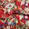 Italian Foods Print on Red Cotton Woven Apparel Fabric