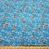 Flying Japanese Cranes and Flowers Swimsuit Poly Spandex Fabric at FlukyFabrics.com