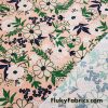 Flower and Leaves Mix Over a Peach Nylon Spandex Bathing Suit Fabric