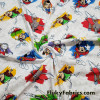 Famous Cartoon Drawings with a Splash of Color Print Cotton Jersey