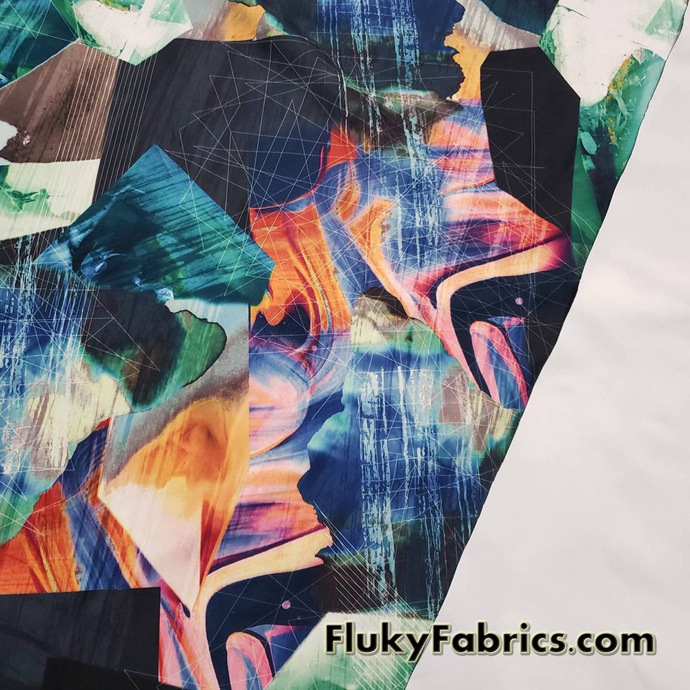 Abstract Figures and Lines Print Swimsuit Nylon Spandex Fabric