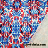 Fractal Crystals in Patriotic Colors Print Poly Spandex Fabric