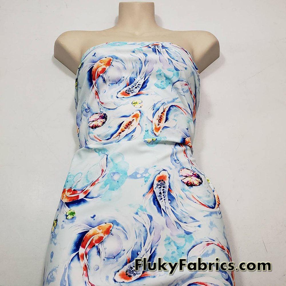 Koi Fish Swimsuit Fabric for Swimwear and Bikinis 4 way Spandex