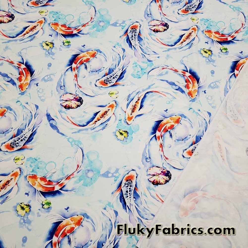 Koi Fish Swimsuit Fabric for Swimwear and Bikinis 4 way Spandex