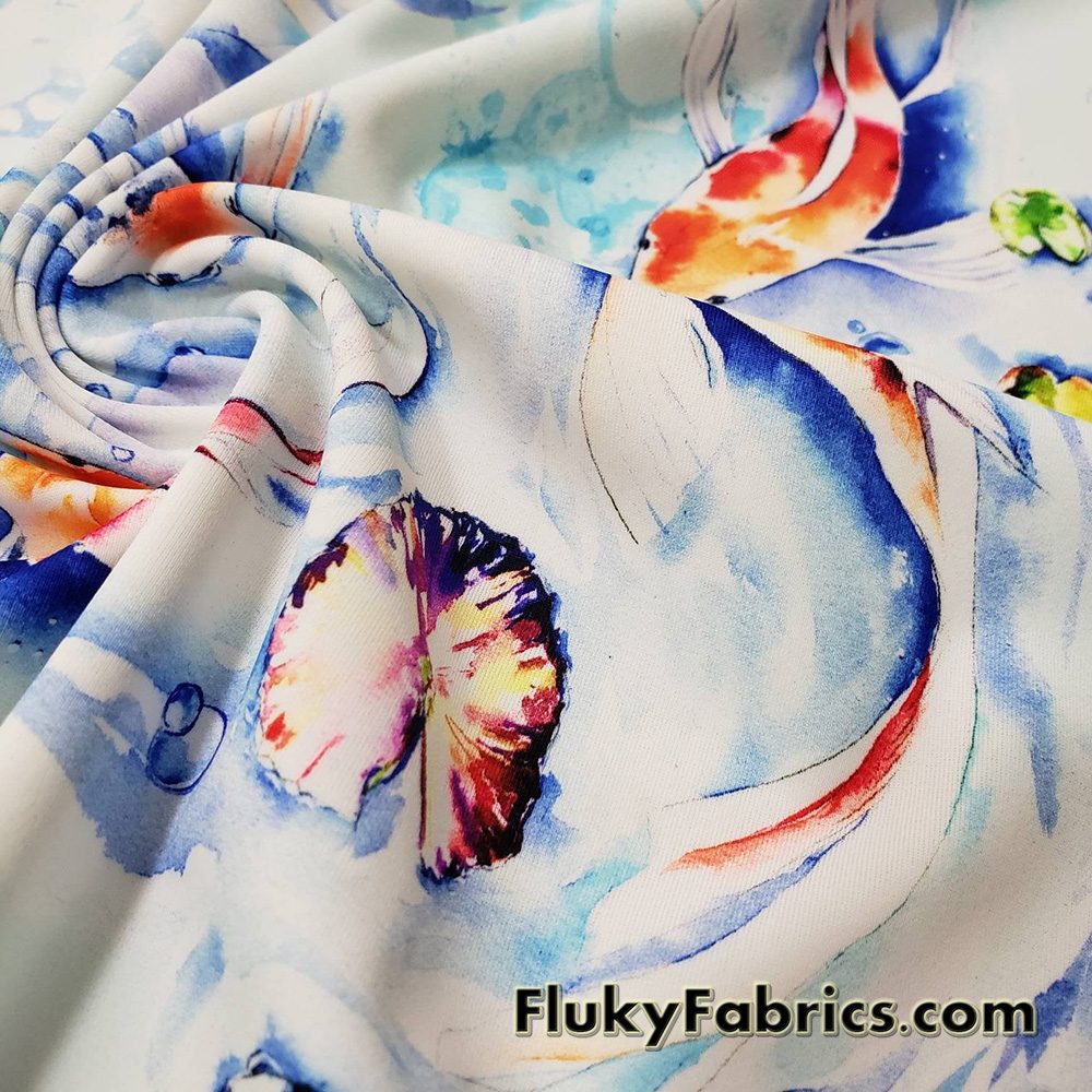 Koi Fish Swimsuit Fabric for Swimwear and Bikinis 4 way Spandex