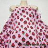 Strawberries on Light Orchid Pink Lightweight Poly Rayon Jersey Fabric