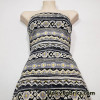 Black, Yellow, Gray and White Tribal Print Cotton Spandex Fabric