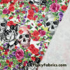 Skulls and Roses Print Cotton Stretch Twill Fabric