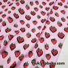 Strawberries on Light Orchid Pink Lightweight Poly Rayon Jersey Fabric