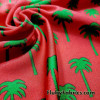 Green Palm Trees Silhouettes Print on Red Nylon Spandex swimsuit Fabric Cuts Measuring 32″x60″