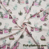 Fancy Fashion French Poodles on Light Pink Cotton Spandex Fabric