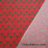 Green Palm Trees Silhouettes Print on Red Nylon Spandex swimsuit Fabric Cuts Measuring 32″x60″