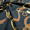 High Fashion Inspired Print on Black Lightweight Nylon Spandex Fabric