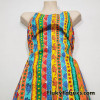 Colorful Vertical Stripes with Dinosaurs and Geometric Shapes Cotton Woven Fabric