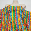 Colorful Vertical Stripes with Dinosaurs and Geometric Shapes Cotton Woven Fabric