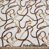 High Fashion Inspired Belts and Chains Print on Ivory Lightweight Nylon Spandex Fabric at FlukyFabrics.com