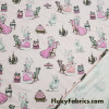 Fancy Fashion French Poodles on Light Pink Cotton Spandex Fabric