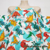 Dinosaur Delight 100% Cotton Woven Fabric – Colorful Dinosaurs on White