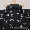 Gray Bones Print on Black Cotton Spandex Fabric