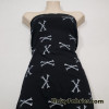 Gray Bones Print on Black Cotton Spandex Fabric