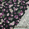Skulls and Cabbage Roses Print Poly Rayon Spandex Jersey Fabric