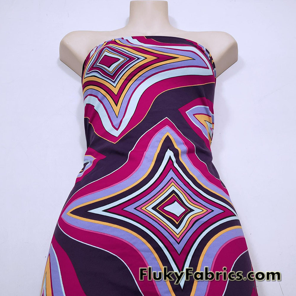 Four Point Multicolor Bending Stars Swimsuit Nylon Spandex Fabric