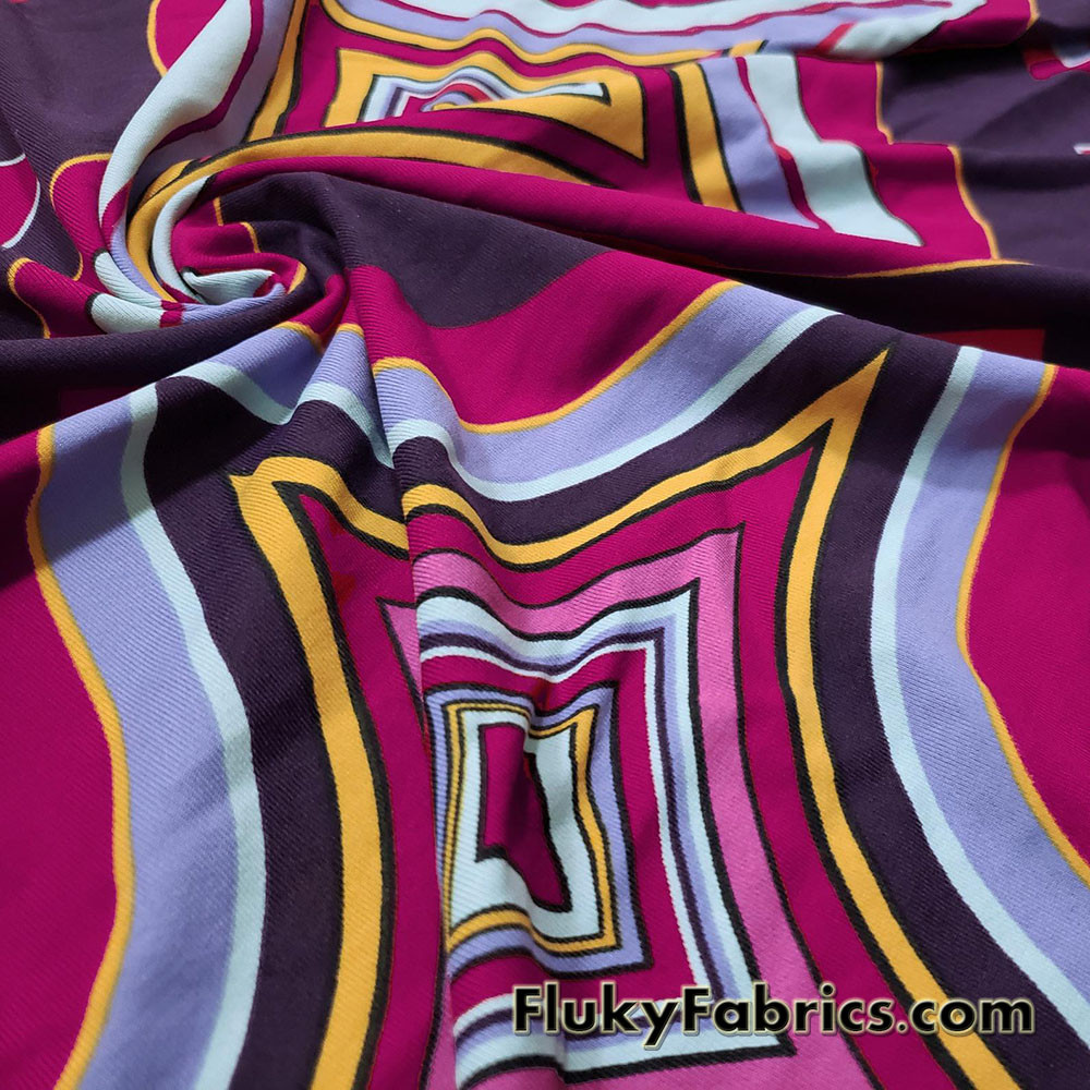 Four Point Multicolor Bending Stars Swimsuit Nylon Spandex Fabric