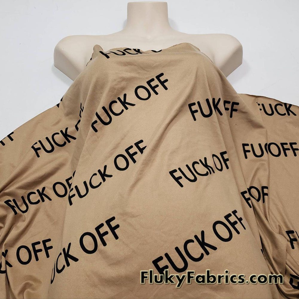 Sassy “F*** Off” Text Print Double Brushed Poly Spandex Jersey Fabric
