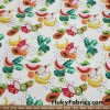 Tropical Fruits on Ivory Ribbed Swimsuit Spandex Fabric, 45″ Wide