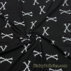 Gray Bones Print on Black Cotton Spandex Fabric